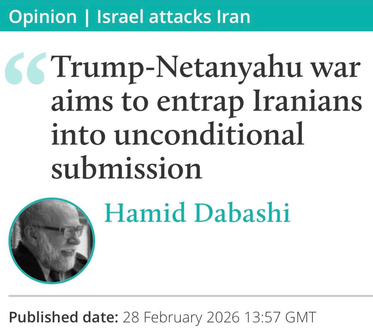 Hamid Dabashi Op Ed